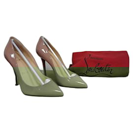 Christian Louboutin-Pigalle Nude Cuir Verni 100 mm Talons Beige-Beige
