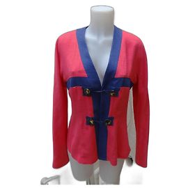 Jaqueta Giorgio Armani de algodão e seda rosa e azul Rosa Azul