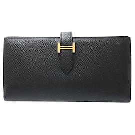 Hermès-Hermes Long Wallet Bearn Soufflet-Black