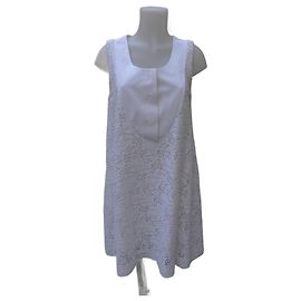 Vestido Chloé Blanco de Algodón y Encaje Blanco