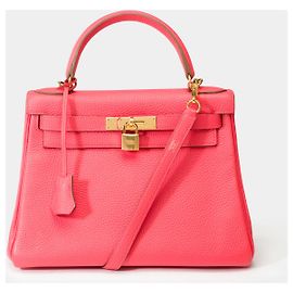 Hermès HERMES Kelly 28 Bag in Pink Leather - 102115 Pink