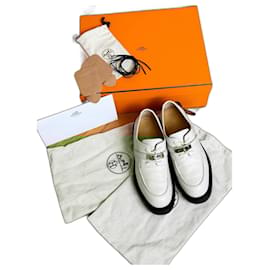 Hermès-Hermes First derby shoe loafers-White,Beige,Cream
