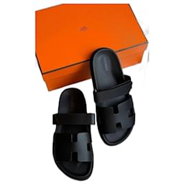 Hermès-Hermes Chypre Sandals-Black