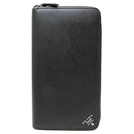 Prada-Prada Saffiano 2ML188 Men's Leather Long Wallet-Black