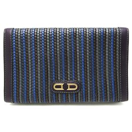 Delvaux Leather Long Wallet Khaki Dark purple