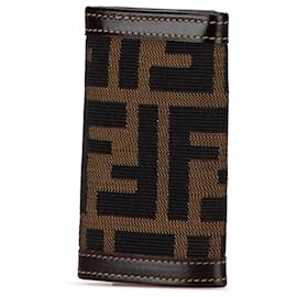 Fendi-Fendi Brown Zucca Canvas Key Holder-Brown
