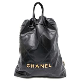 Chanel-Chanel Black Calfskin Backpack-Black