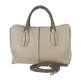 Tod's-Tod's D-Styling Beige Leather Tote Bag-Beige