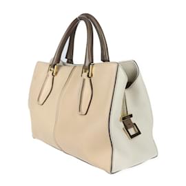 Tod's-Tod's D-Styling Beige Leather Tote Bag-Beige