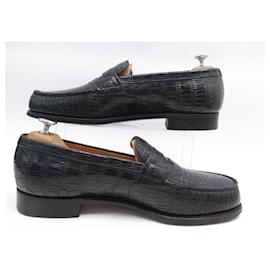 JM Weston-JM WESTON SHOES LOAFERS 180 10C 43.5 44 FINISHED IN CROCODOILE LEATHER-Black