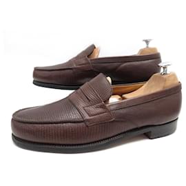 JM Weston-JM WESTON SHOES LOAFERS 180 7.5C 41 41.5 FINE LIZARD LEATHER-Brown