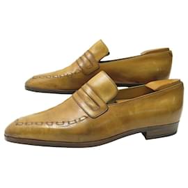 SCARPE BERLUTI ANDY CICATRICE 9 43 IN CUOIO PATINA MIELE LOAFERS Cammello