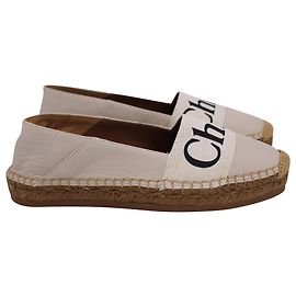 Chloé Woody Espadrilles Flats aus Beigem Leder Beige