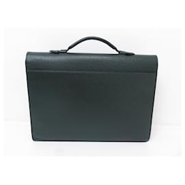 Louis Vuitton-VINTAGE LOUIS VUITTON KOURAD TAIGA GREEN LEATHER BRIEFCASE-Green