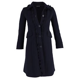 Miu Miu Mantel aus marineblauer Wolle mit Rüschendetails Blau Marineblau