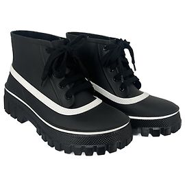 Givenchy White Jelly Glaston Rain Boots Black White