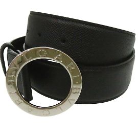 Bulgari Bvlgari Bvlgari Leather Belt Black