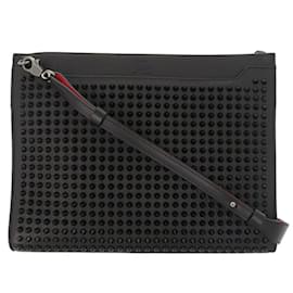 Christian Louboutin-Christian Louboutin Sky Pouch Studded Leather Shoulder Bag-Black