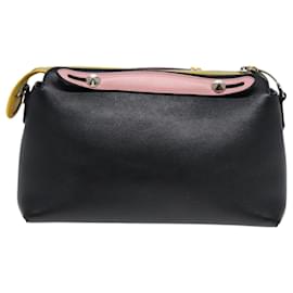 Fendi-FENDI Sac à main moyen By The Way en cuir 2 voies noir argent authentique mr464-Noir,Argenté