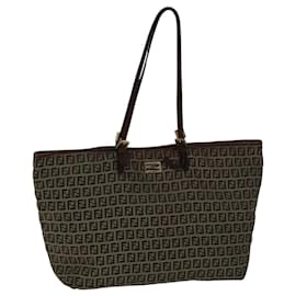 Fendi-FENDI Zucchino Canvas Tote Bag Beige Auth ac3257-Beige