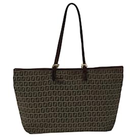 Fendi-FENDI Zucchino Canvas Tote Bag Beige Auth ac3257-Beige