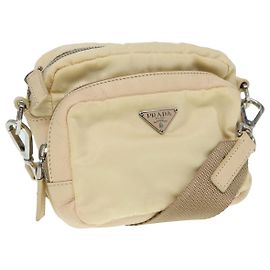 Prada Tasche Nylon Beige Silber Auth ki4892 Silber Beige