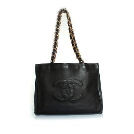Chanel, Grand Shopper aus schwarzem Lammleder Schwarz