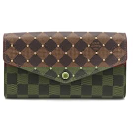 Louis Vuitton-Louis Vuitton Damier Studs Portefeuille Sarah Bi-fold Long Wallet-Pink