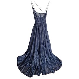 Thierry Mugler Navy Seidenabendkleid Mugler SS 2018 Marineblau