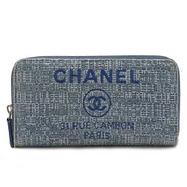 Chanel Deauville Line Long Wallet Blue