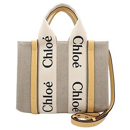 Chloé Woody Small Tote Shoulder Bag Beige Golden