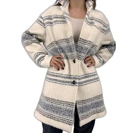 Isabel Marant Etoile Manteau rayé Faby Gris Blanc cassé