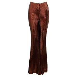 L'Agence Bronze Honor Sequined Flared Pant Brown