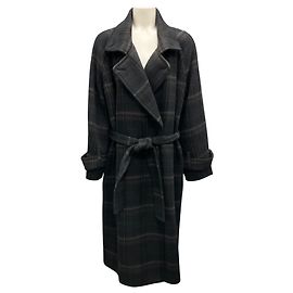 Vince Coastal / Sage Modern Plaid Wool Trench Coat Multiple colors