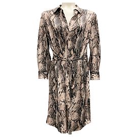 L'Agence Brown Snake Print Wrap Dress Brown