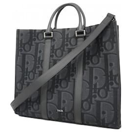 Christian Dior-Christian Dior Trotter East West Canvas Tote Bag-Black