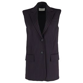 Max Mara Sportmax Rossana Pinstripe Sleeveless Blazer in Navy Blue Wool Blue Navy blue