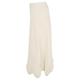 Ulla Johnson- Ulla Johnson Paulina Maxi Fringed Knitted Skirt in Cream Viscose-White,Cream