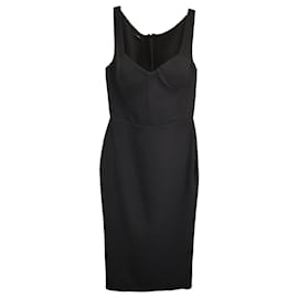 Autre Marque-Alex Perry Pagett Midi Sweetheart Neck Dress in Black Viscose-Black