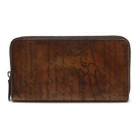 Berluti Itauba Scritto Leather Long Zip Wallet Brown