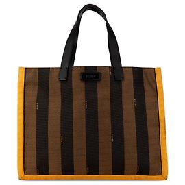 Fendi Brown Pequin Canvas Tote Brown