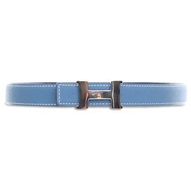 Ceinture réversible Hermès Constance H en cuir bleu Bleu