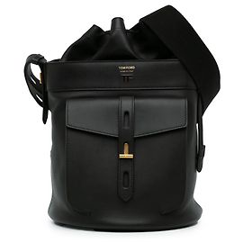 Bolsa bucket Hollywood em couro de bezerro preto Tom Ford Preto