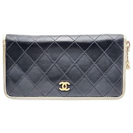 Cartera larga acolchada Chanel Negro