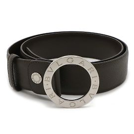 Bulgari Bvlgari Dark Brown Grained Leather Belt Dark brown