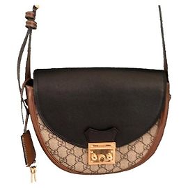 Bolsa Gucci de couro preto e marrom claro Preto Castanho claro