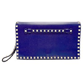 Valentino Garavani Blue Leather Clutch Bag Blue