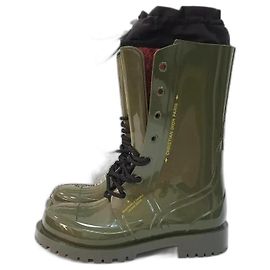 Bottes de pluie Dior Camp en caoutchouc vert taille 38 Vert foncé
