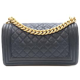 Chanel-Chanel Boy 25 Chain Shoulder Bag-Navy blue