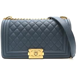 Chanel-Chanel Boy 25 Chain Shoulder Bag-Blue